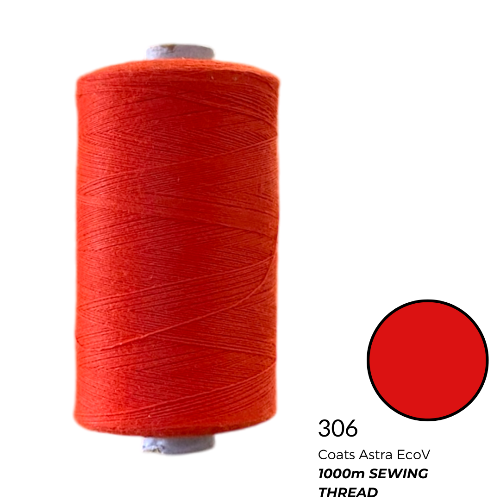 Coats Spun Polyester Sewing Thread | 1000m | Astra EcoV TKT120 | Orange-Red 306